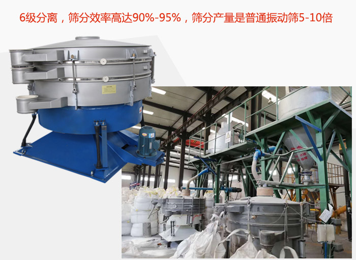 搖擺篩采用6級(jí)分離，篩分效率高達(dá)90%-95%，篩分產(chǎn)量是普通振動(dòng)篩5-10倍