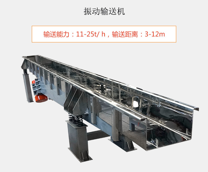 振動輸送機：輸送能力：11-25t/ h，輸送距離：3-12m