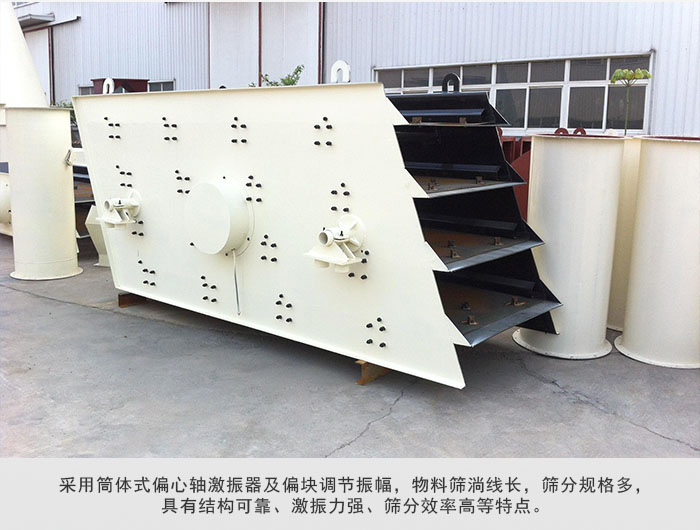 圓振動(dòng)篩 采用筒體式偏心軸激振器及偏心塊調(diào)節(jié)振幅。