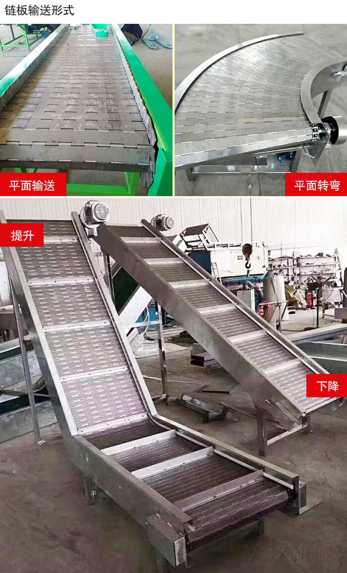 鏈板輸送機平面輸送，平面拐彎，提升等運行現(xiàn)場圖片